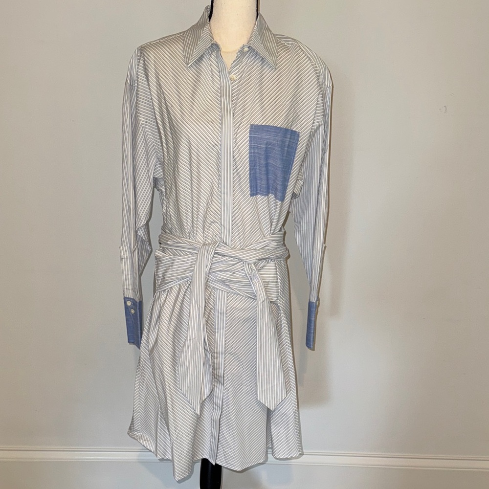 Frame Denim Blue and White Striped Shirt Dress Sz M